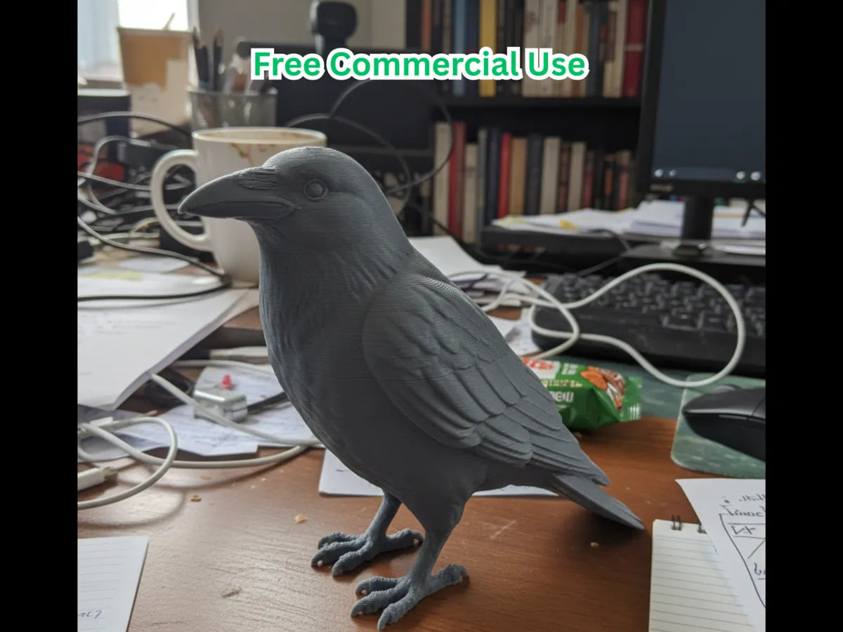 Crow sitting statue gothic decor