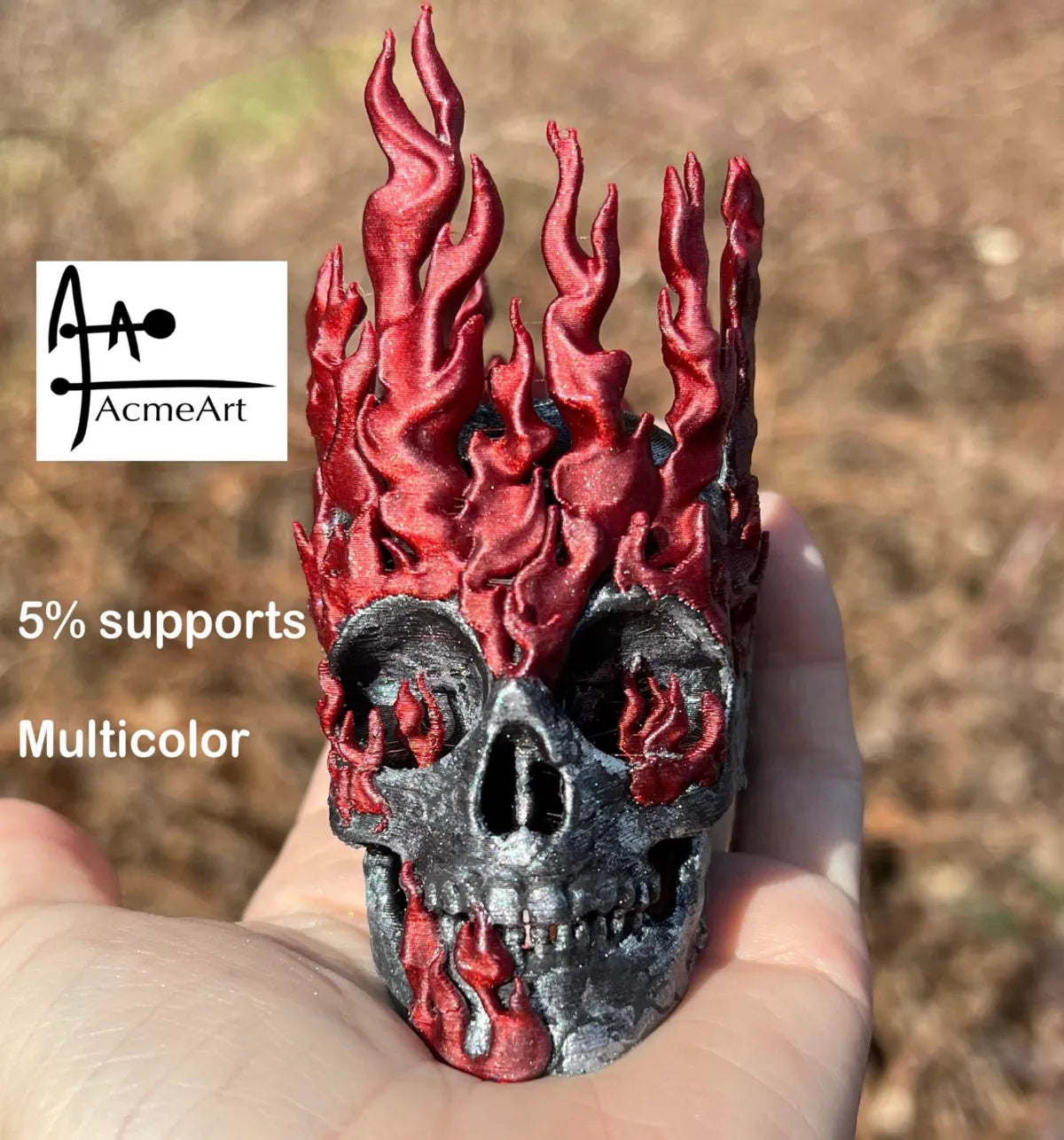 Fire Skull flaming gothic sculpture