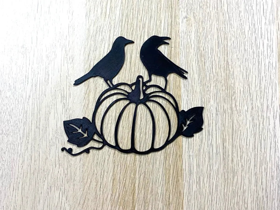 Crows on a pumpkin Halloween decor